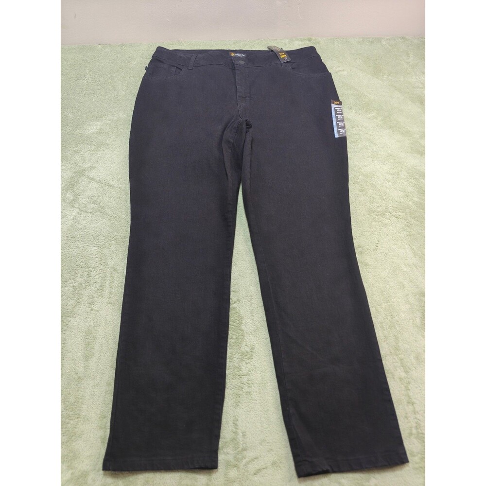 Lee Plus Instantly Slims Jeans Womens 20W Medium Black Straight Leg High Rise